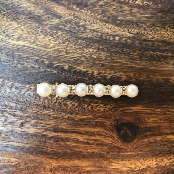 Faux Pearl/Rhinestone Embellished Alligator Clip B - Picture 1 of 3